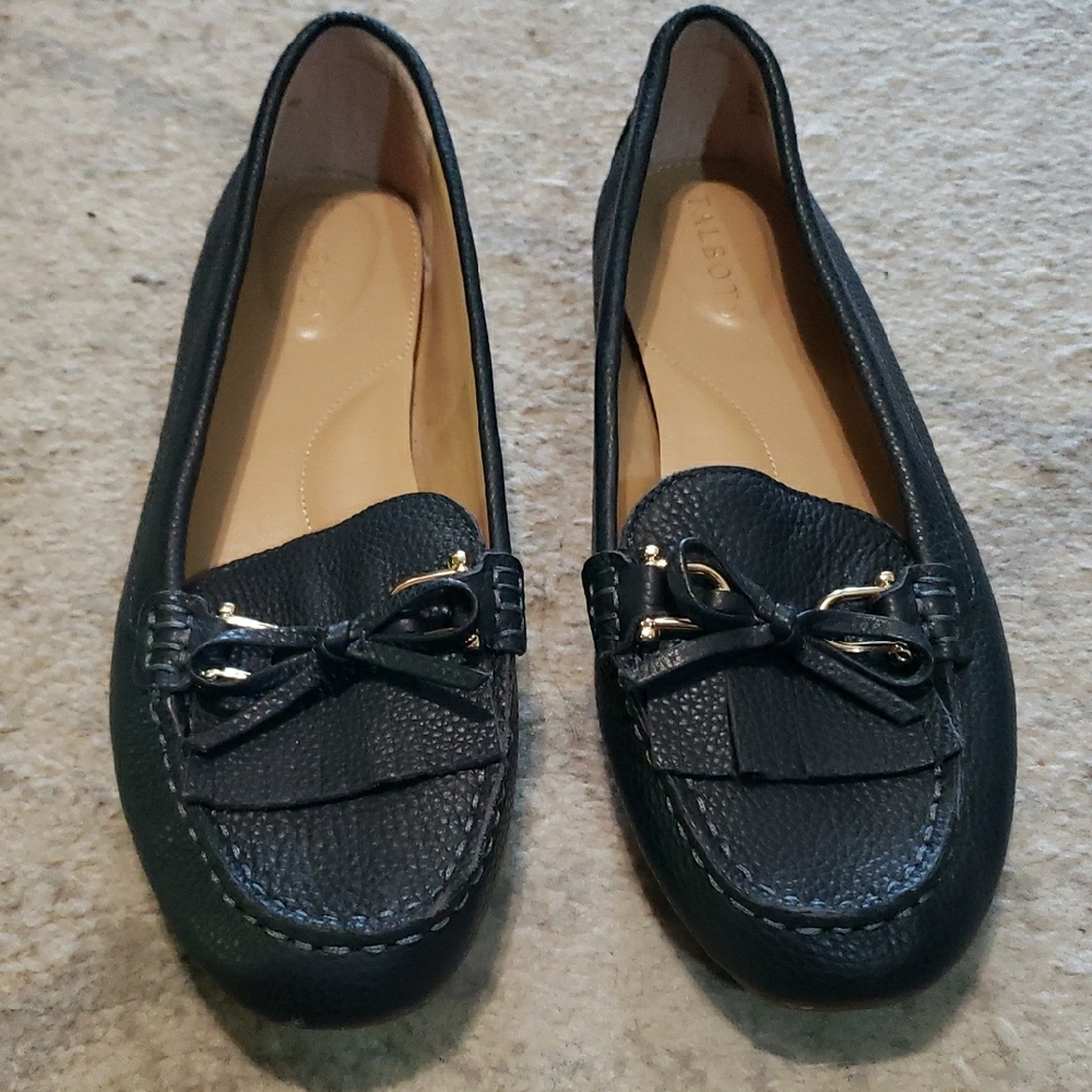 Talbots Blue Driving Moccasin-Style Flats with Bow Detail Sz 9 LIKE NEW!